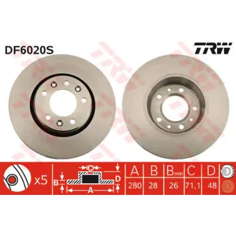 Jeu de 2 disques de frein avant TRW DF6020S