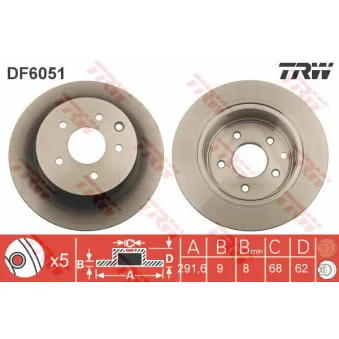 Jeu de 2 disques de frein arrière TRW DF6051