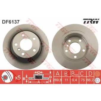 Jeu de 2 disques de frein arrière TRW