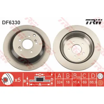 Jeu de 2 disques de frein arrière TRW DF6330