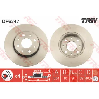 Jeu de 2 disques de frein arrière TRW DF6347