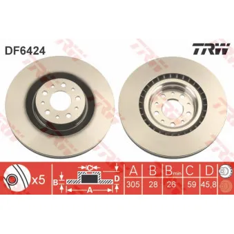 Jeu de 2 disques de frein avant TRW DF6424