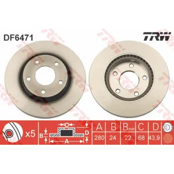 Jeu de 2 disques de frein avant TRW DF6471