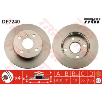 Jeu de 2 disques de frein avant TRW DF7240