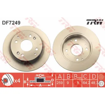 Jeu de 2 disques de frein arrière TRW