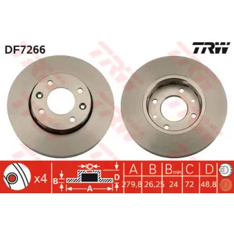 Jeu de 2 disques de frein avant TRW DF7266