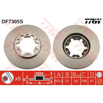 Jeu de 2 disques de frein avant TRW DF7305S