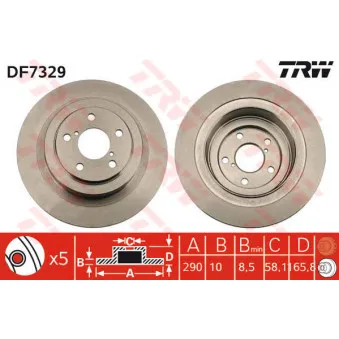 Jeu de 2 disques de frein arrière TRW DF7329