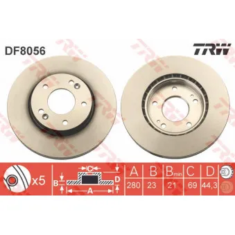 Jeu de 2 disques de frein avant TRW DF8056