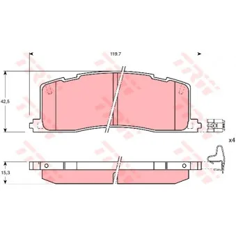 Jeu de 4 plaquettes de frein arrière TRW GDB1138