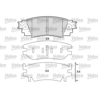 Jeu de 4 plaquettes de frein arrière VALEO 601687