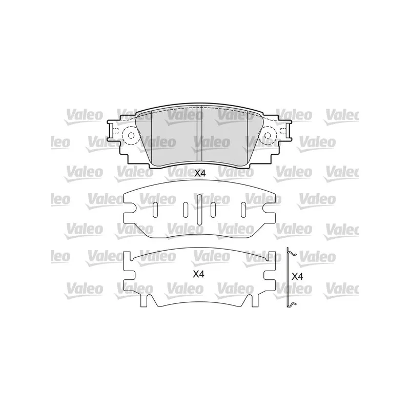 Jeu de 4 plaquettes de frein arrière VALEO 601687
