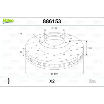 Jeu de 2 disques de frein avant VALEO 886153