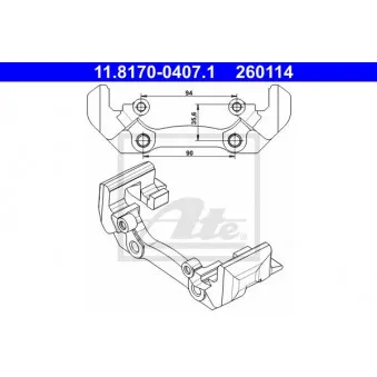 Support, étrier de frein ATE 11.8170-0407.1