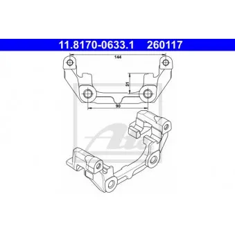 Support, étrier de frein ATE 11.8170-0633.1