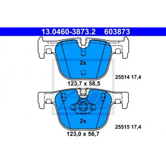 Jeu de 4 plaquettes de frein arrière ATE 13.0460-3873.2