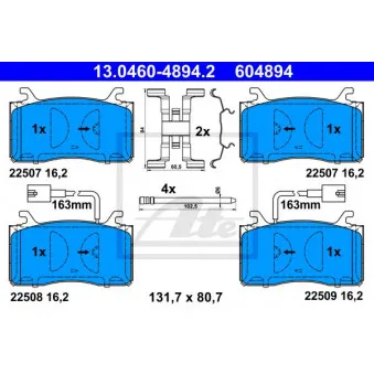 Jeu de 4 plaquettes de frein avant ATE 13.0460-4894.2
