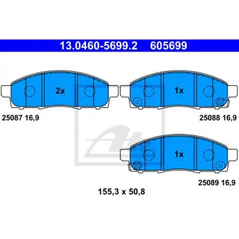 Jeu de 4 plaquettes de frein avant ATE 13.0460-5699.2