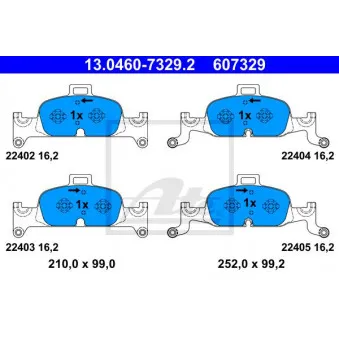 Jeu de 4 plaquettes de frein avant ATE 13.0460-7329.2