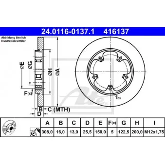 Jeu de 2 disques de frein arrière ATE 24.0116-0137.1