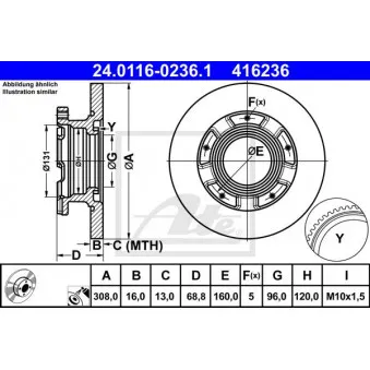 Jeu de 2 disques de frein arrière ATE 24.0116-0236.1