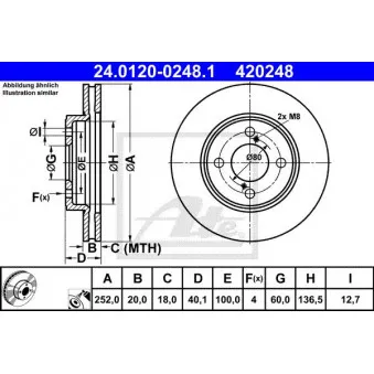 Jeu de 2 disques de frein avant ATE 24.0120-0248.1