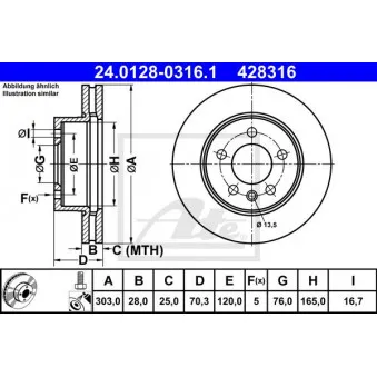 Jeu de 2 disques de frein avant ATE 24.0128-0316.1