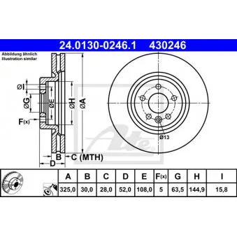 Jeu de 2 disques de frein avant ATE 24.0130-0246.1