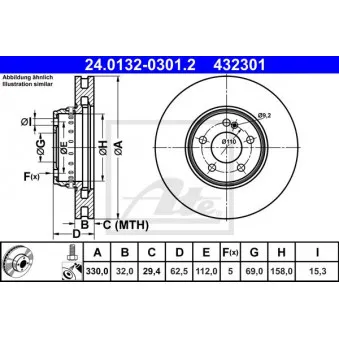 Jeu de 2 disques de frein avant ATE 24.0132-0301.2