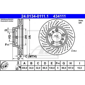 Disque de frein avant gauche ATE 24.0134-0111.1