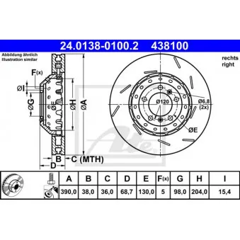 Disque de frein avant droit ATE 24.0138-0100.2