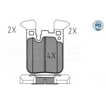 Jeu de 4 plaquettes de frein arrière MEYLE 025 250 2916/PD