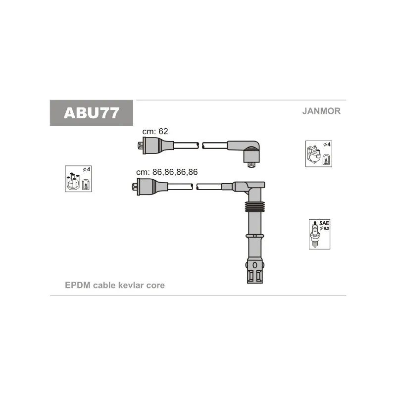 Kit de câbles d'allumage JANMOR ABU77