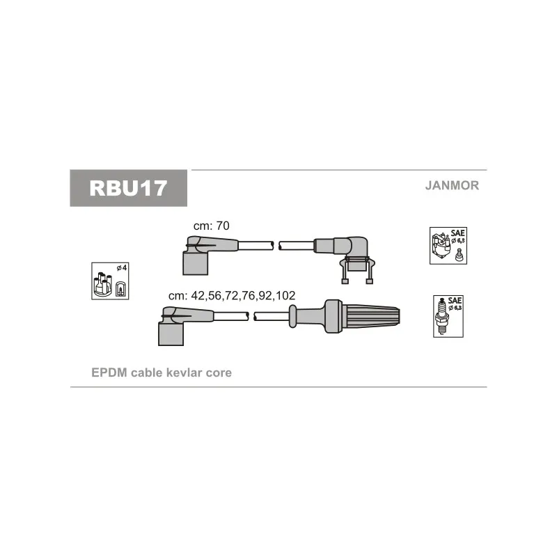 Kit de câbles d'allumage JANMOR RBU17