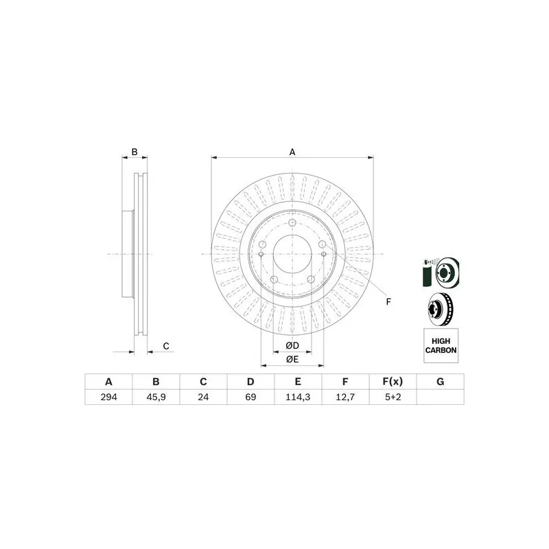 Jeu de 2 disques de frein avant BOSCH 0 986 479 E76