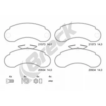 Jeu de 4 plaquettes de frein avant BRECK 21573 00 706 00