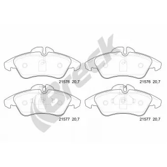 Jeu de 4 plaquettes de frein avant BRECK 21576 00 703 10