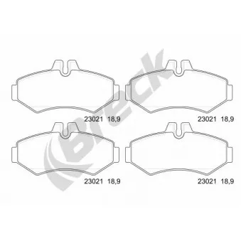 Jeu de 4 plaquettes de frein arrière BRECK 23021 00 704 20