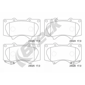 Jeu de 4 plaquettes de frein avant BRECK 24024 00 701 10