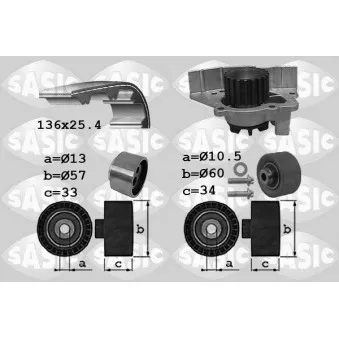 Pompe à eau + kit de courroie de distribution SASIC 3900033