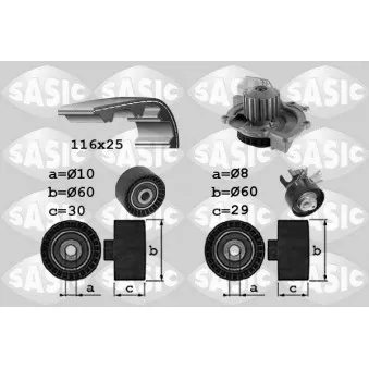 Pompe à eau + kit de courroie de distribution SASIC 3900035