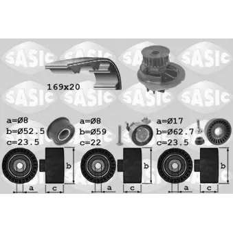 Pompe à eau + kit de courroie de distribution SASIC 3906074