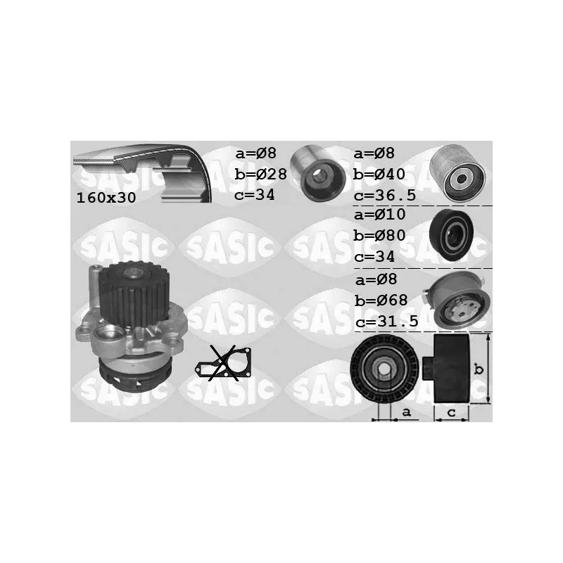 Pompe à eau + kit de courroie de distribution SASIC 3906082