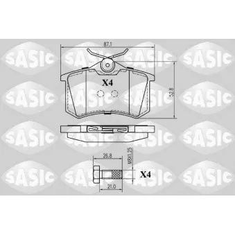 Jeu de 4 plaquettes de frein arrière SASIC 6210014