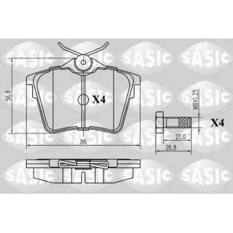 Jeu de 4 plaquettes de frein arrière SASIC 6210022
