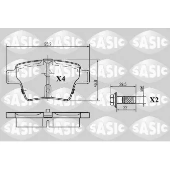 Jeu de 4 plaquettes de frein arrière SASIC 6210023