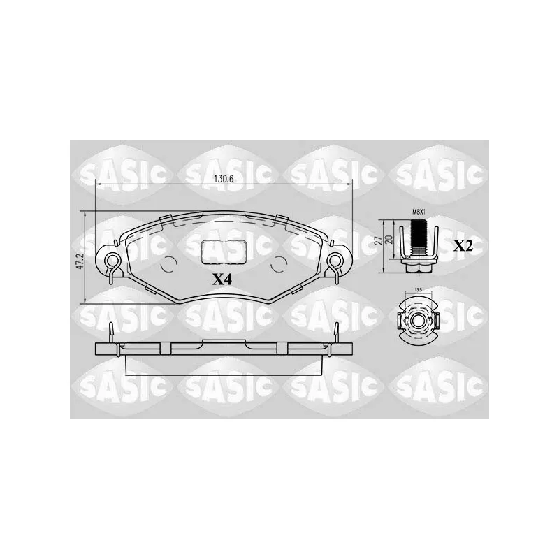 Jeu de 4 plaquettes de frein avant SASIC 6210033