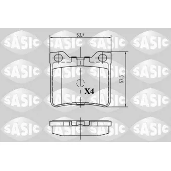 Jeu de 4 plaquettes de frein arrière SASIC 6210041