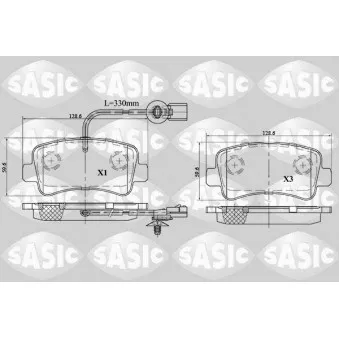 Jeu de 4 plaquettes de frein arrière SASIC 6214021