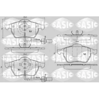 Jeu de 4 plaquettes de frein avant SASIC 6216013